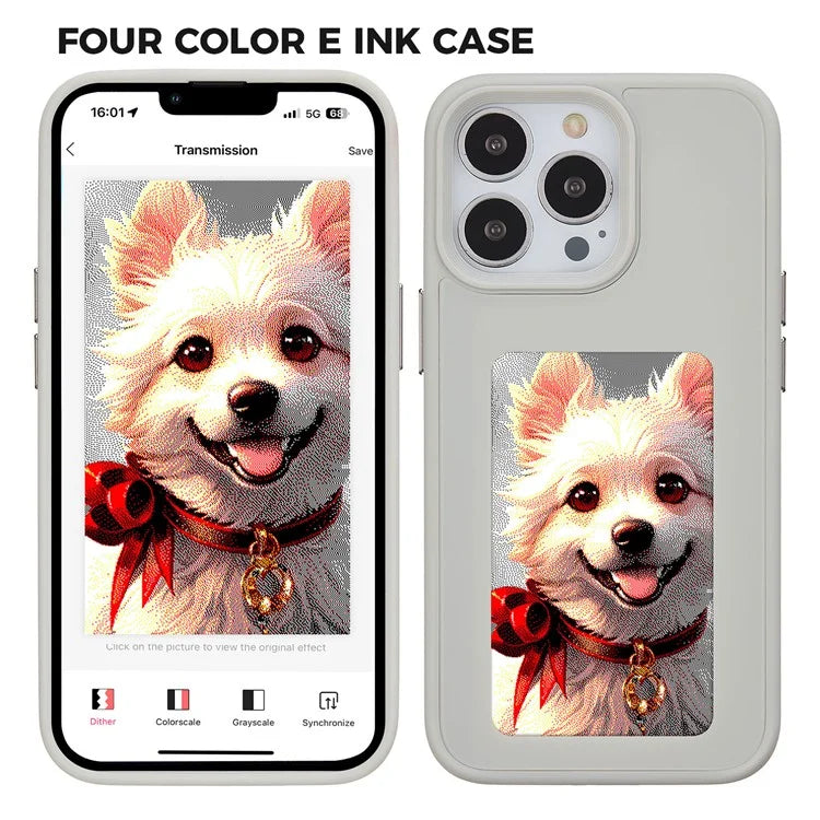 INKZONE For iPhone 13 Pro Case 4-Color Customizable E-Ink Display Phone Case PC+TPU Cover