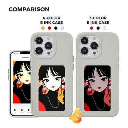 INKZONE For iPhone 13 Pro Case 4-Color Customizable E-Ink Display Phone Case PC+TPU Cover