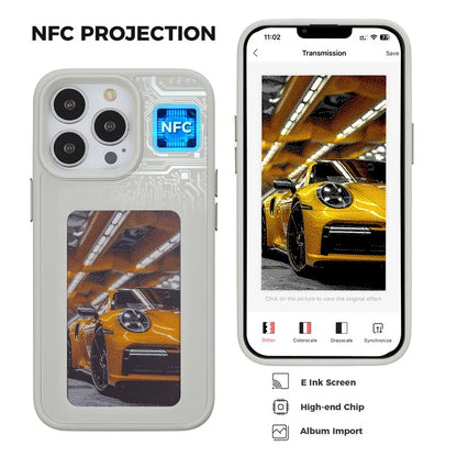 INKZONE For iPhone 13 Pro Case 4-Color Customizable E-Ink Display Phone Case PC+TPU Cover