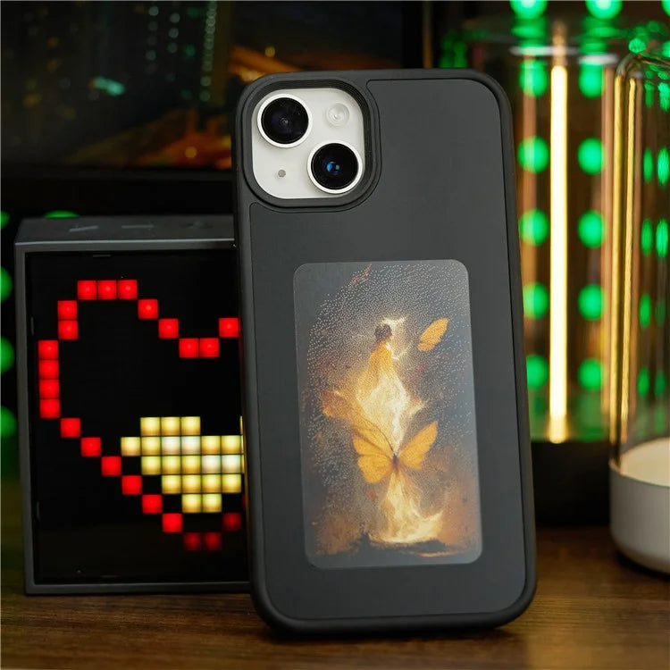 INKZONE For iPhone 13 / 14 Case PC+TPU 4-Color E Ink Case DIY Smart Display Customized Phone Cover