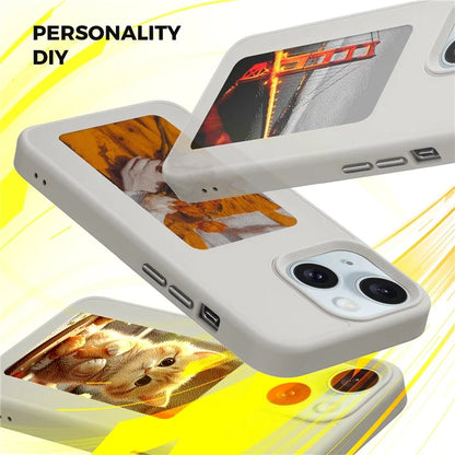 INKZONE For iPhone 13  /  14 Case PC+TPU 4-Color E Ink Case DIY Smart Display Customized Phone Cover