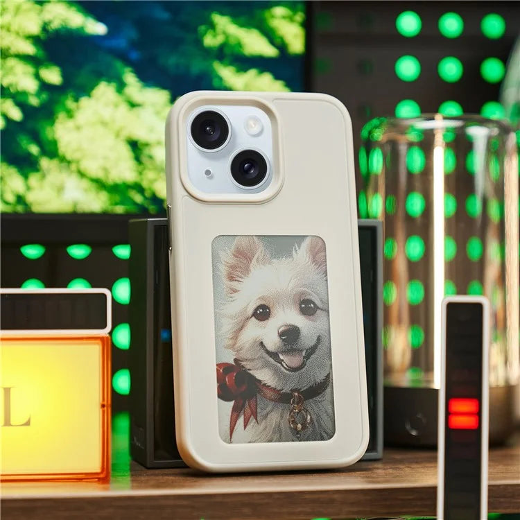 INKZONE For iPhone 13  /  14 Case PC+TPU 4-Color E Ink Case DIY Smart Display Customized Phone Cover
