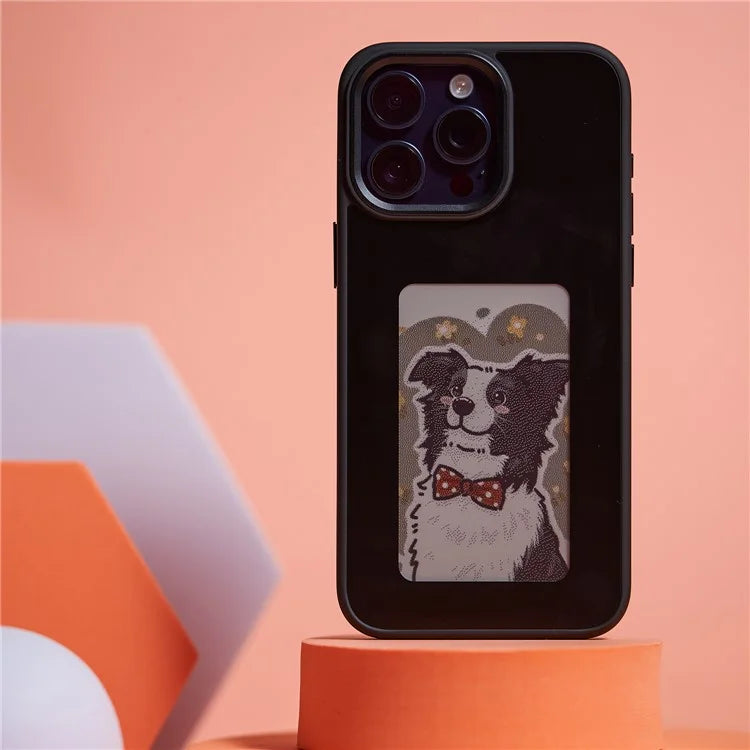 INKZONE For iPhone 15 Pro Case PC+TPU 4-Color E Ink Case DIY Smart Display Customized Phone Cover
