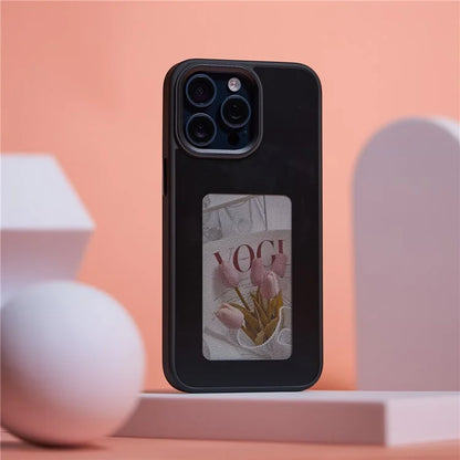 INKZONE For iPhone 15 Pro Case PC+TPU 4-Color E Ink Case DIY Smart Display Customized Phone Cover