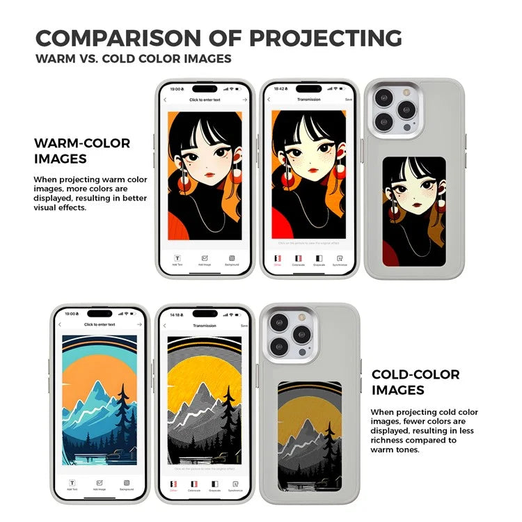 INKZONE For iPhone 15 Pro Phone Case PC+TPU 4-Color E Ink Case DIY Smart Display Customized Phone Cover