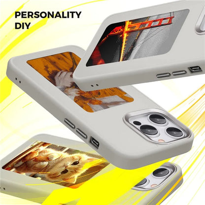 INKZONE For iPhone 15 Pro Phone Case PC+TPU 4-Color E Ink Case DIY Smart Display Customized Phone Cover