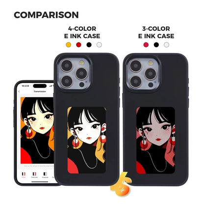 INKZONE For iPhone 14 Pro Max Case NFC Transmission 4-Color E Ink Case DIY Images Protective Phone Shell