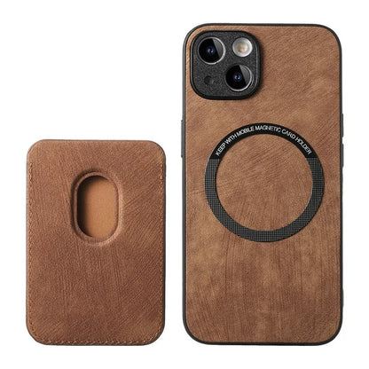 D12 For iPhone 13 Magnetic Card Holder Case Leather + TPU Vintage Phone Cover