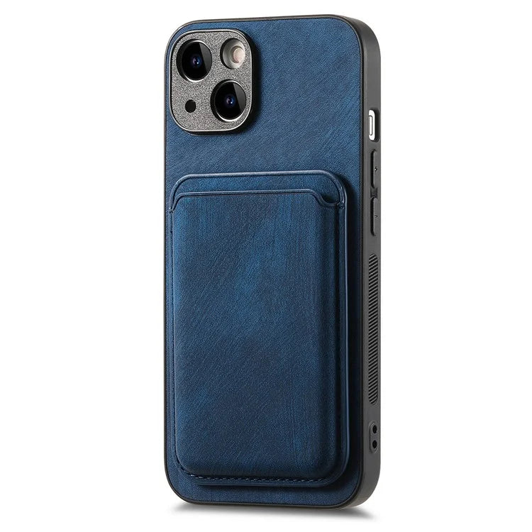 D12 For iPhone 13 Magnetic Card Holder Case Leather + TPU Vintage Phone Cover