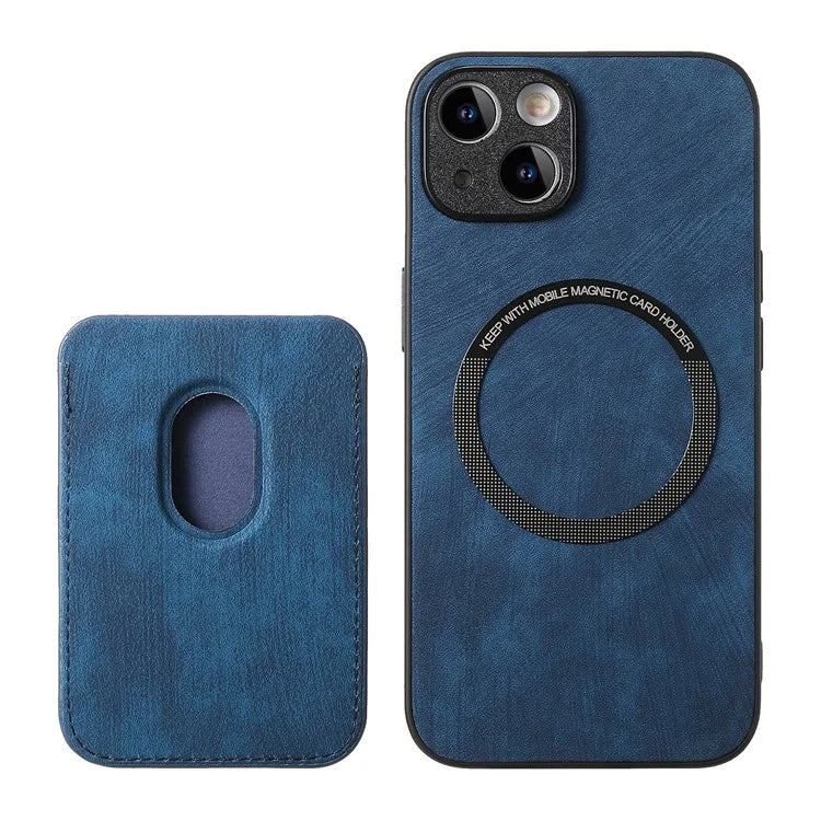 D12 For iPhone 13 Magnetic Card Holder Case Leather + TPU Vintage Phone Cover