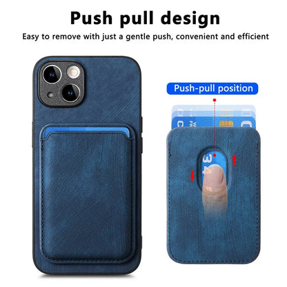 D12 For iPhone 13 Magnetic Card Holder Case Leather + TPU Vintage Phone Cover