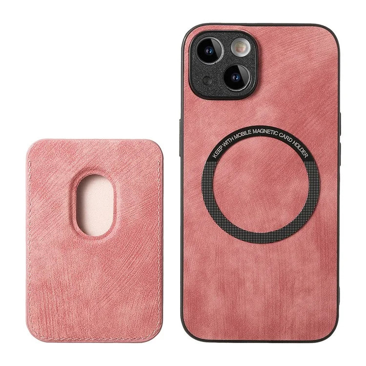 D12 For iPhone 13 Magnetic Card Holder Case Leather + TPU Vintage Phone Cover