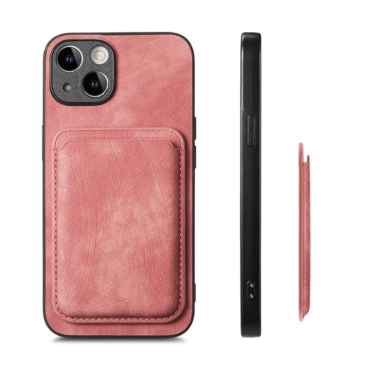 D12 For iPhone 13 Magnetic Card Holder Case Leather + TPU Vintage Phone Cover