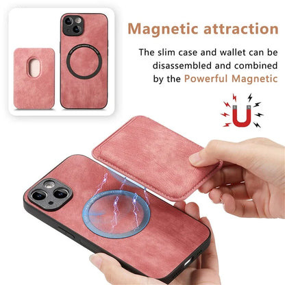 D12 For iPhone 13 Magnetic Card Holder Case Leather + TPU Vintage Phone Cover