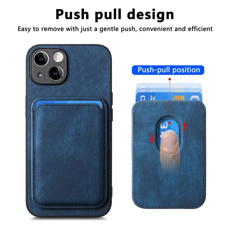 D12 For iPhone 15 Case Leather + TPU Vintage Phone Cover with Magnetic Card Holder