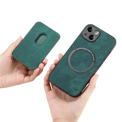 D12 For iPhone 15 Case Leather + TPU Vintage Phone Cover with Magnetic Card Holder