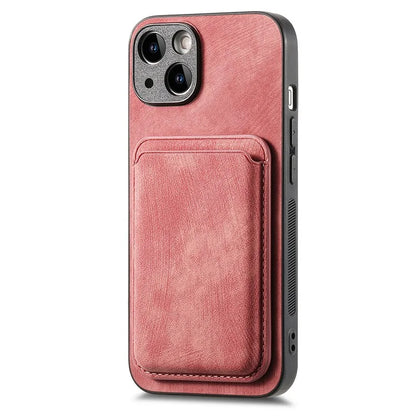 D12 For iPhone 15 Case Leather + TPU Vintage Phone Cover with Magnetic Card Holder