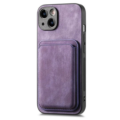 D12 For iPhone 15 Case Leather + TPU Vintage Phone Cover with Magnetic Card Holder