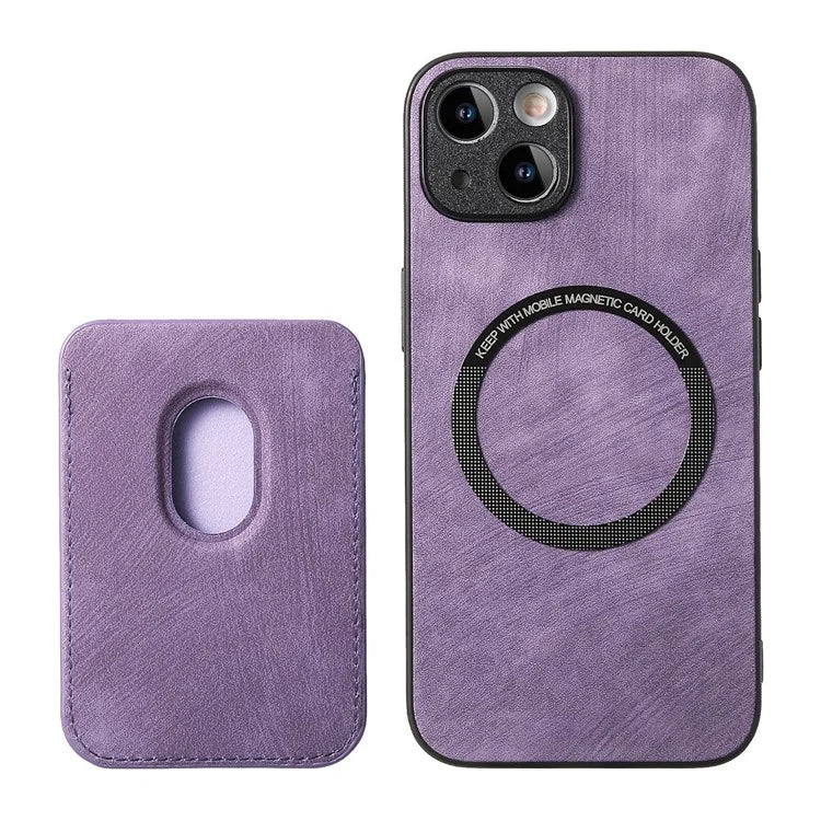 D12 For iPhone 15 Case Leather + TPU Vintage Phone Cover with Magnetic Card Holder