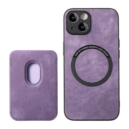 D12 For iPhone 15 Case Leather + TPU Vintage Phone Cover with Magnetic Card Holder