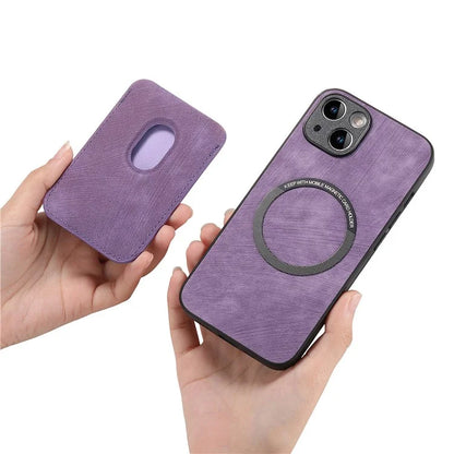 D12 For iPhone 15 Case Leather + TPU Vintage Phone Cover with Magnetic Card Holder