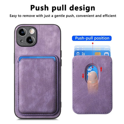 D12 For iPhone 15 Case Leather + TPU Vintage Phone Cover with Magnetic Card Holder