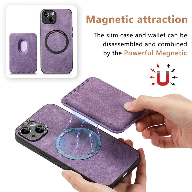 D12 For iPhone 15 Case Leather + TPU Vintage Phone Cover with Magnetic Card Holder