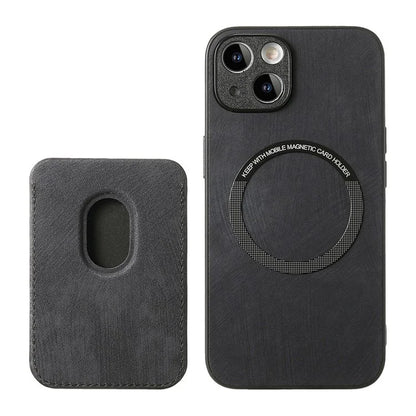 D12 For iPhone 15 Case Leather + TPU Vintage Phone Cover with Magnetic Card Holder