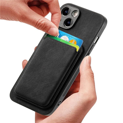 D12 For iPhone 15 Case Leather + TPU Vintage Phone Cover with Magnetic Card Holder
