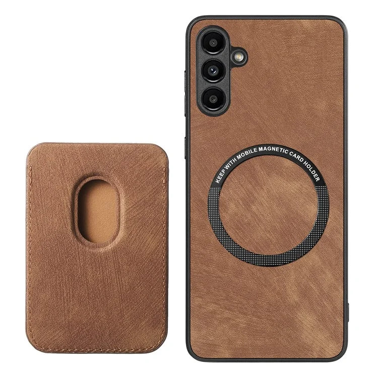 D12 For Samsung Galaxy M15 5G Magnetic Card Holder Case Vintage PU+TPU Phone Cover