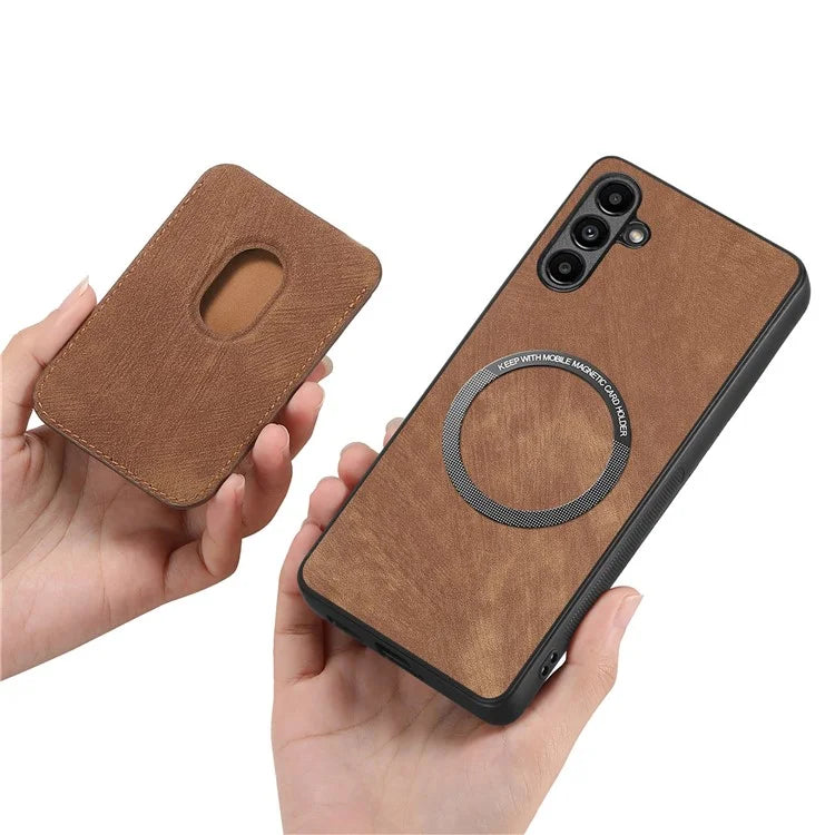 D12 For Samsung Galaxy M15 5G Magnetic Card Holder Case Vintage PU+TPU Phone Cover