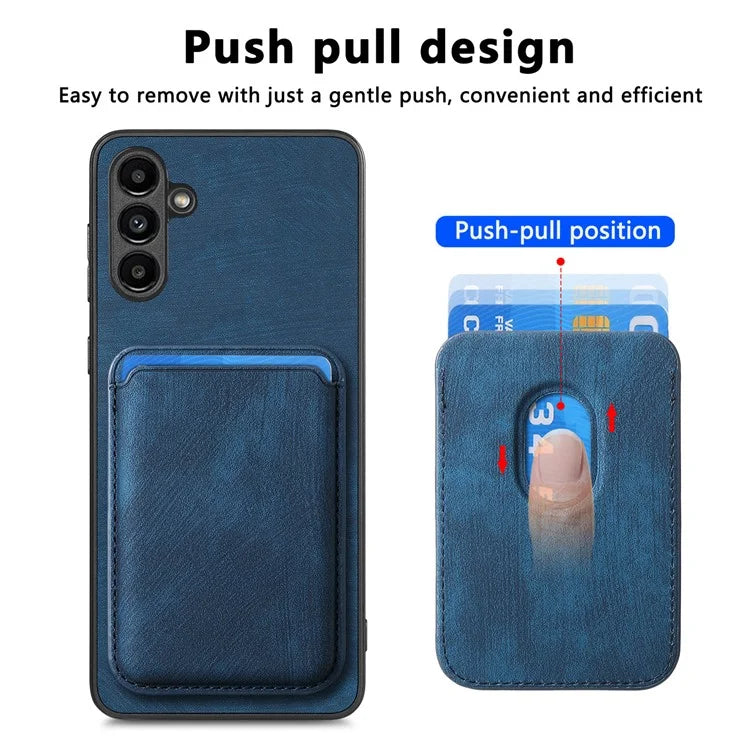 D12 For Samsung Galaxy M15 5G Magnetic Card Holder Case Vintage PU+TPU Phone Cover