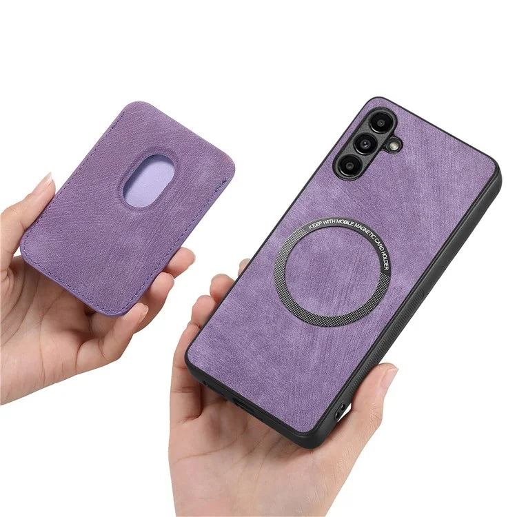 D12 For Samsung Galaxy M15 5G Magnetic Card Holder Case Vintage PU+TPU Phone Cover