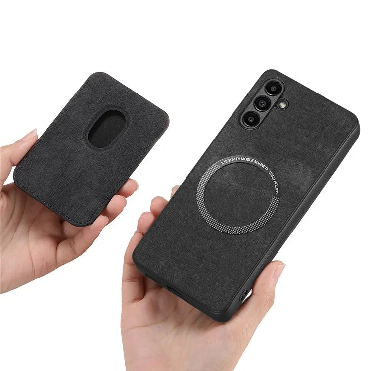 D12 For Samsung Galaxy M15 5G Magnetic Card Holder Case Vintage PU+TPU Phone Cover