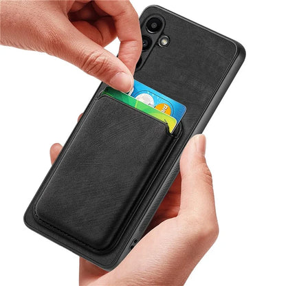 D12 For Samsung Galaxy M15 5G Magnetic Card Holder Case Vintage PU+TPU Phone Cover