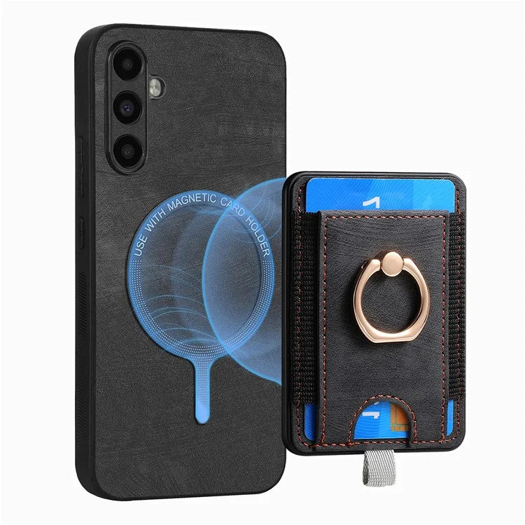 D7 For Samsung Galaxy M15 5G Magnetic Case Retro Detachable Card Holder Phone Shell