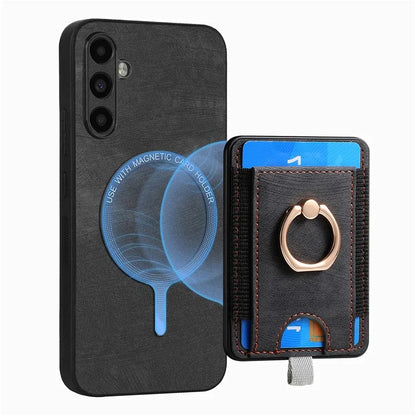D7 For Samsung Galaxy M15 5G Magnetic Case Retro Detachable Card Holder Phone Shell