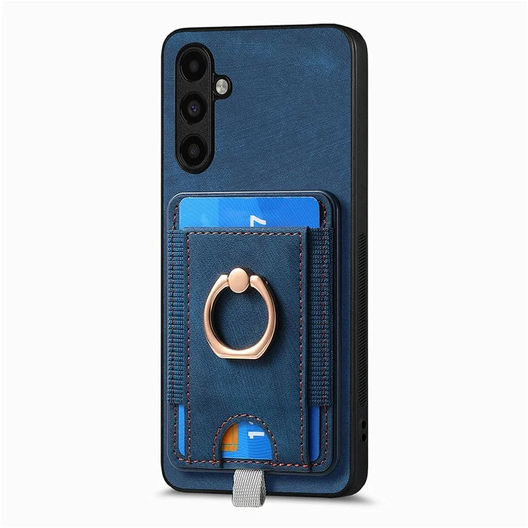 D7 For Samsung Galaxy M15 5G Magnetic Case Retro Detachable Card Holder Phone Shell