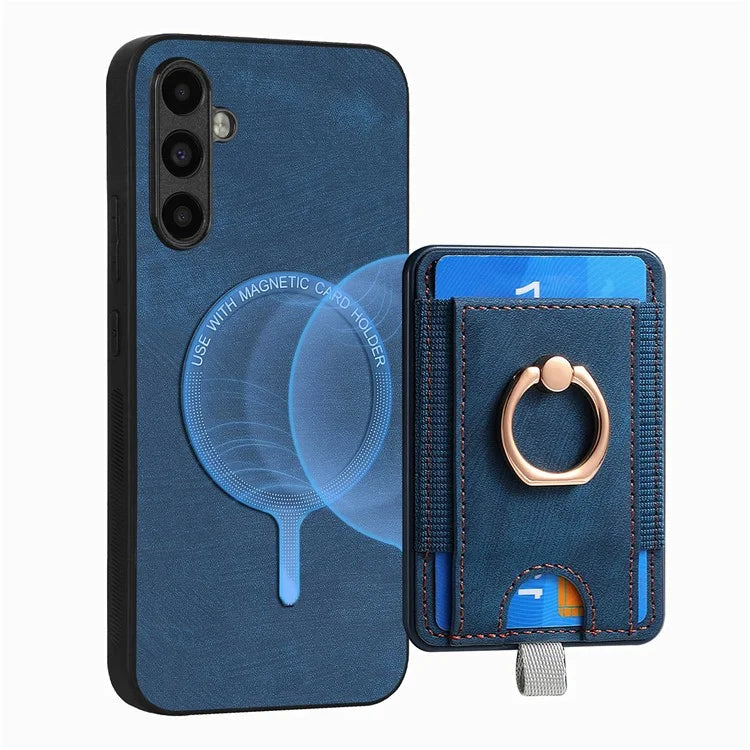 D7 For Samsung Galaxy M15 5G Magnetic Case Retro Detachable Card Holder Phone Shell