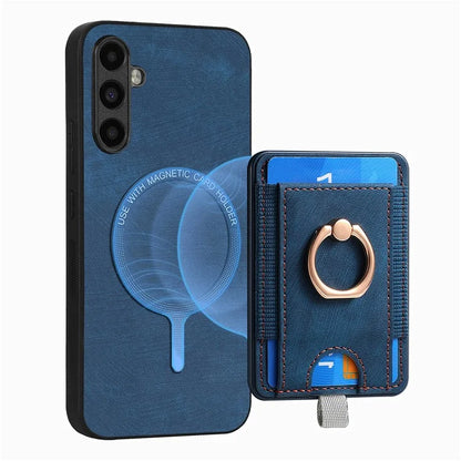 D7 For Samsung Galaxy M15 5G Magnetic Case Retro Detachable Card Holder Phone Shell