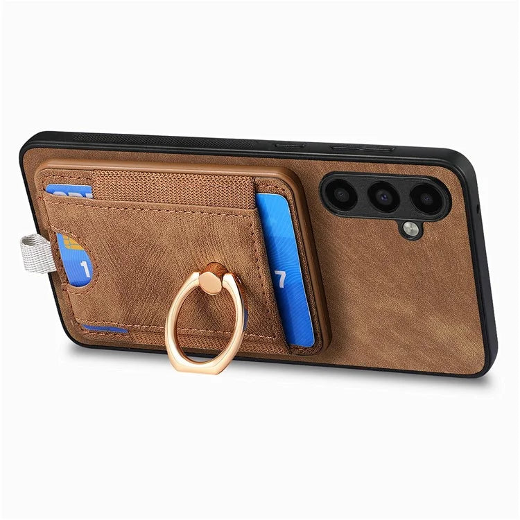 D7 For Samsung Galaxy M15 5G Magnetic Case Retro Detachable Card Holder Phone Shell