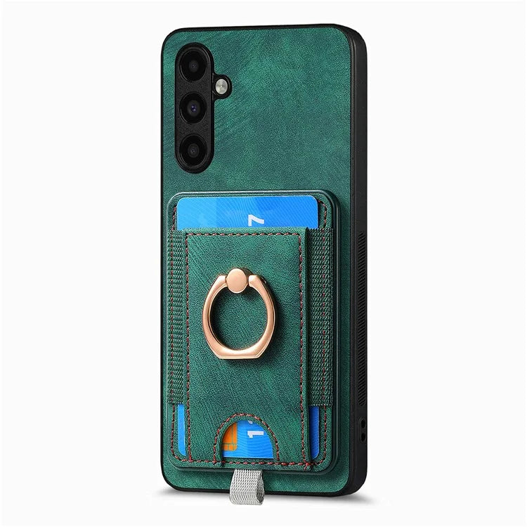 D7 For Samsung Galaxy M15 5G Magnetic Case Retro Detachable Card Holder Phone Shell
