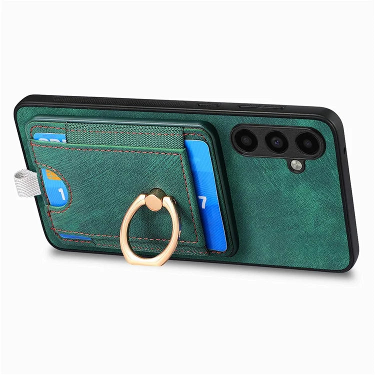 D7 For Samsung Galaxy M15 5G Magnetic Case Retro Detachable Card Holder Phone Shell