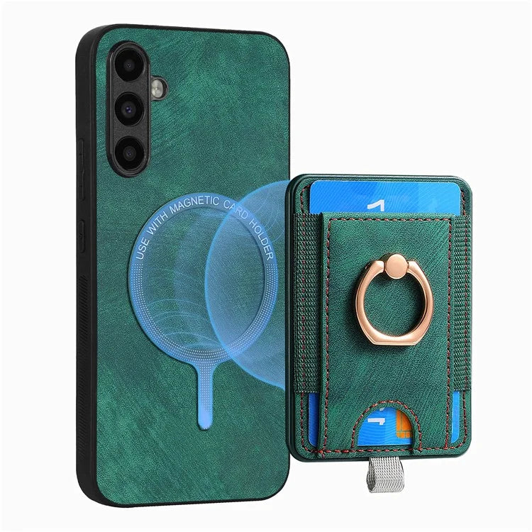 D7 For Samsung Galaxy M15 5G Magnetic Case Retro Detachable Card Holder Phone Shell
