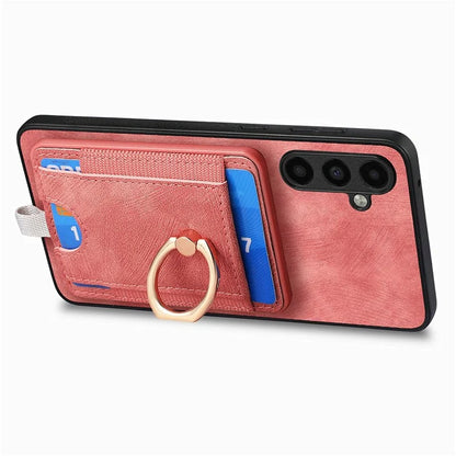 D7 For Samsung Galaxy M15 5G Magnetic Case Retro Detachable Card Holder Phone Shell