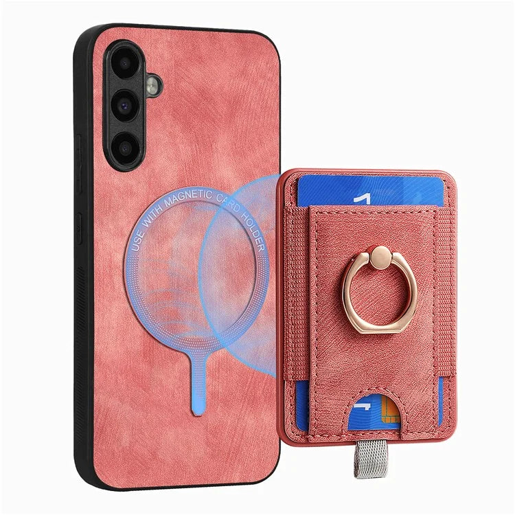 D7 For Samsung Galaxy M15 5G Magnetic Case Retro Detachable Card Holder Phone Shell