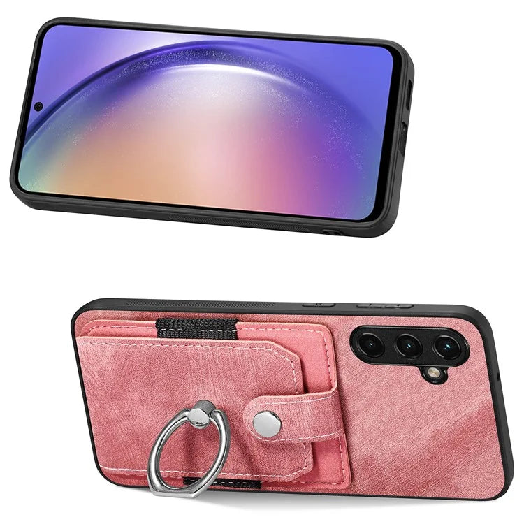 D2 For Samsung Galaxy M15 5G Case Ring Card Holder Kickstand Protective Cover