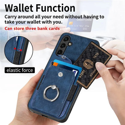 D2 For Samsung Galaxy M15 5G Case Ring Card Holder Kickstand Protective Cover