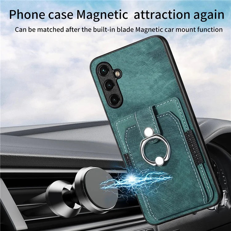D2 For Samsung Galaxy M15 5G Case Ring Card Holder Kickstand Protective Cover