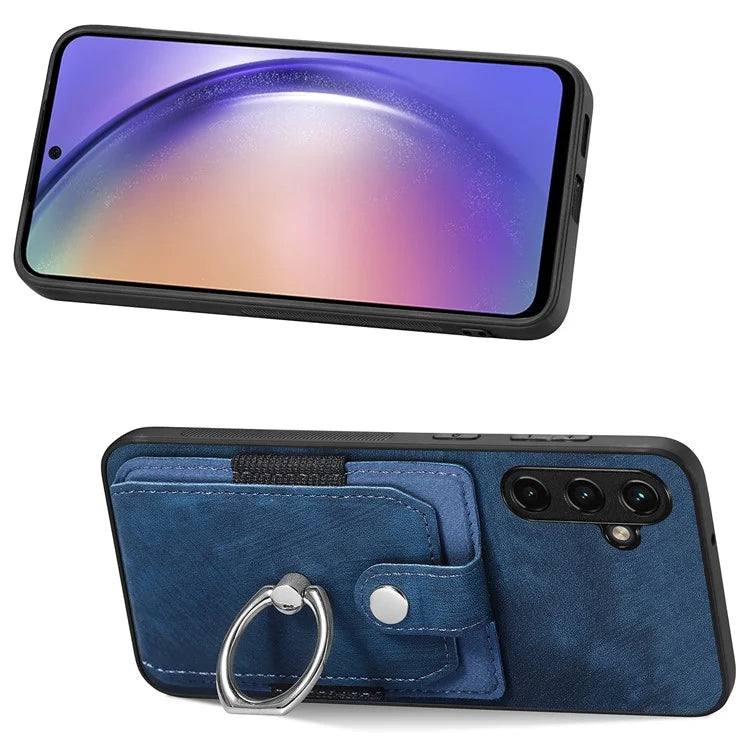 D2 For Samsung Galaxy M15 5G Case Ring Card Holder Kickstand Protective Cover